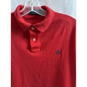 Polo Ralph Lauren Men Polo Shirt Small Red With Blue Logo 100% Cotton